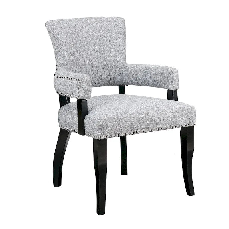 Chaise de salle à manger avec accoudoirs 1 pièce, chaises de salle à manger avec garniture cloutée argentée