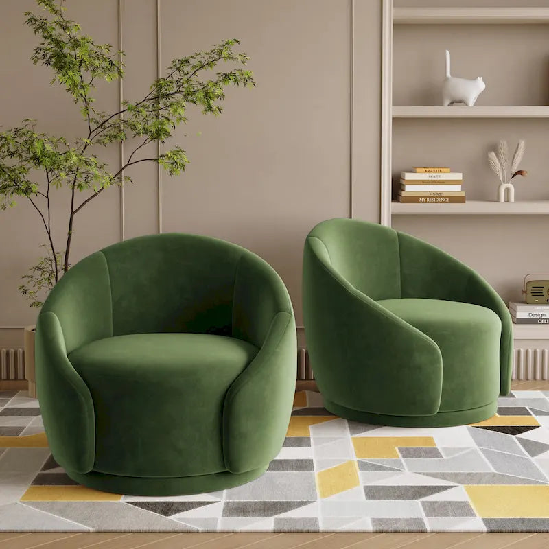 Fauteuils d'appoint pivotants en tissu bouclette velouté (ensemble de 2)