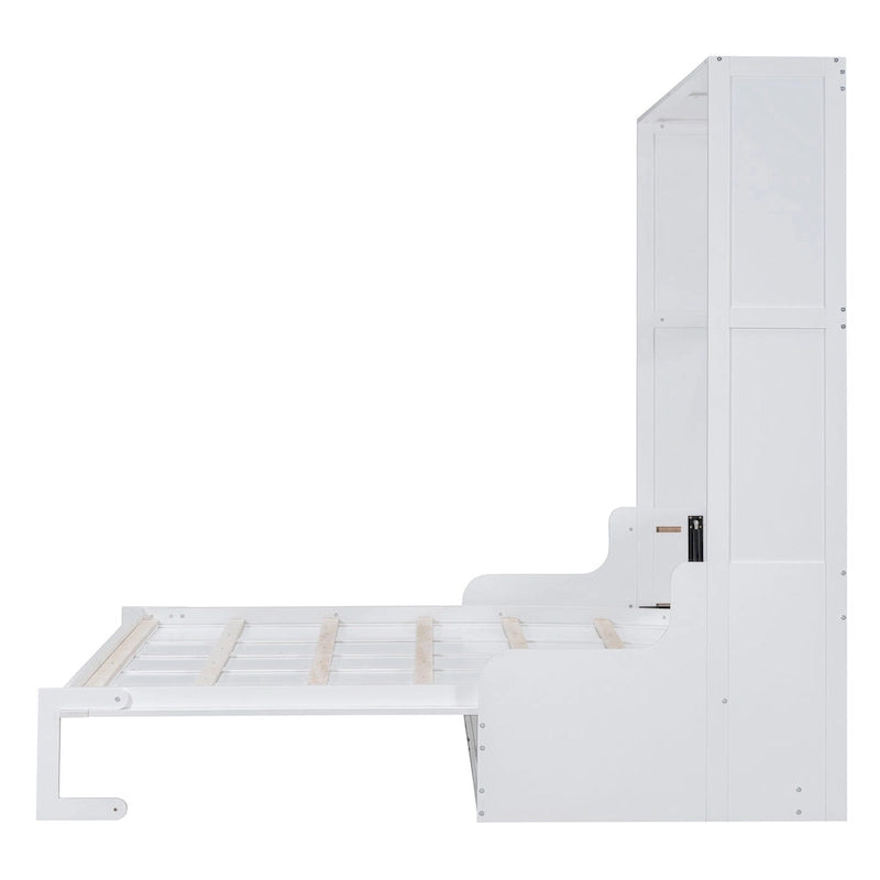 Lit escamotable mural blanc Queen moderne avec coussin