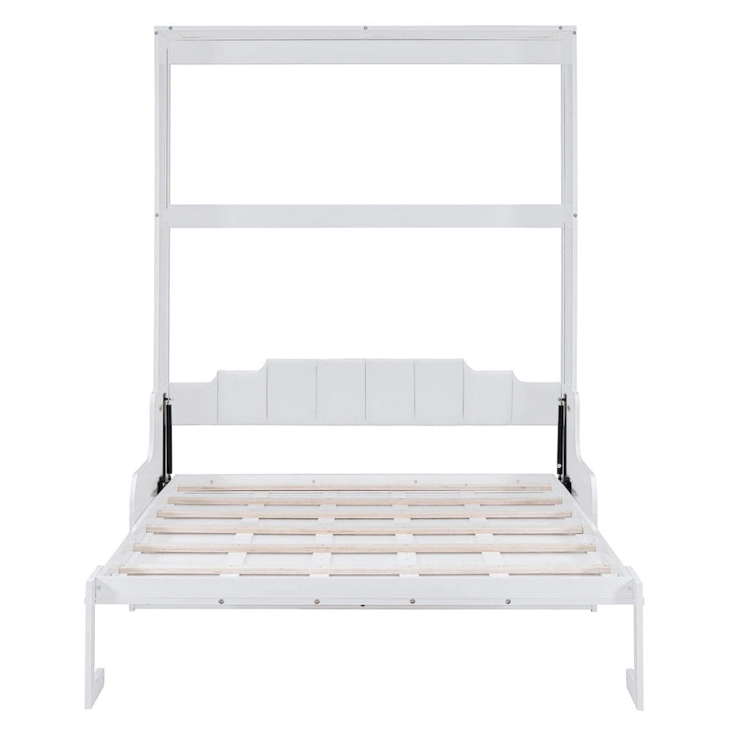 Lit escamotable mural blanc Queen moderne avec coussin