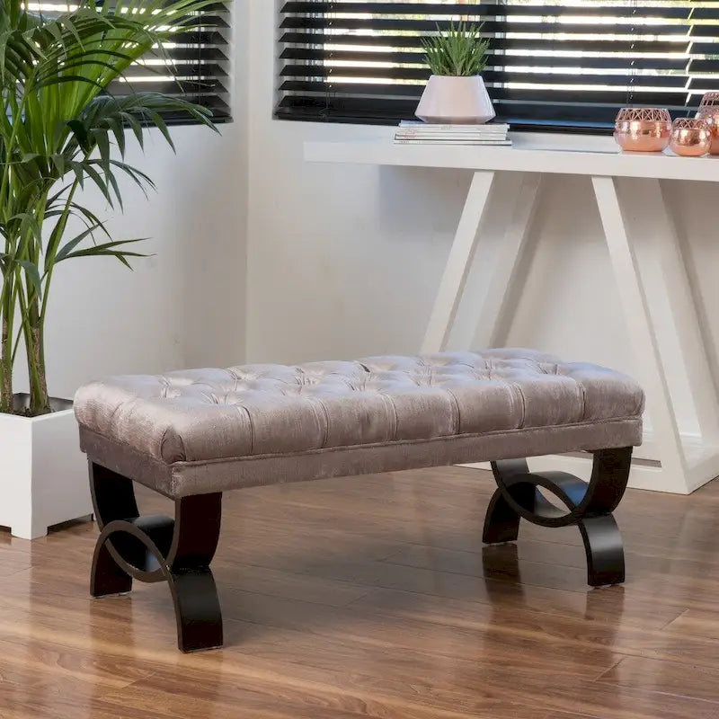 Banc capitonné en velours