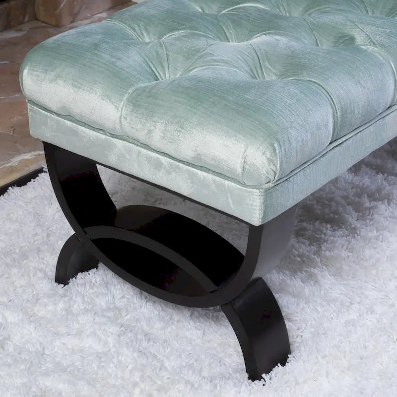 Banc capitonné en velours