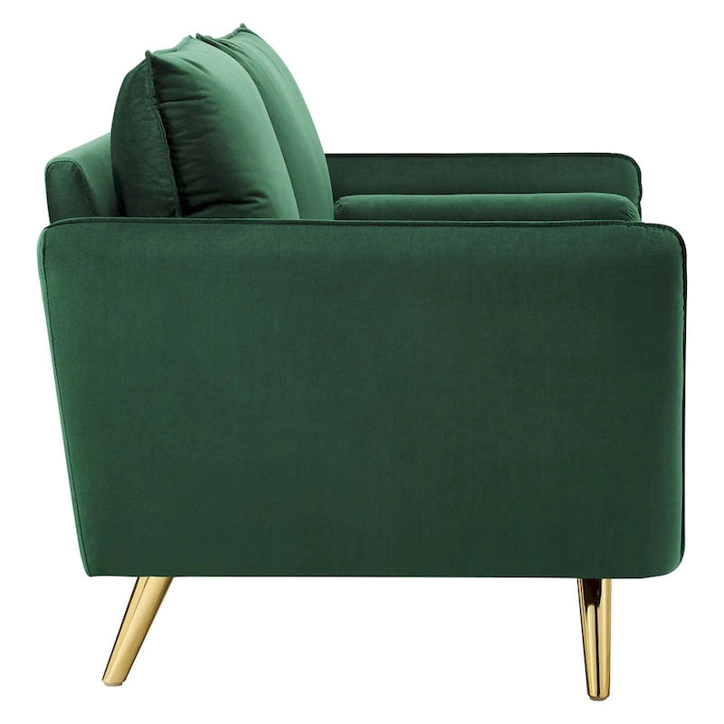 Canapé deux places en velours, canapé moderne rembourré avec coussin épais, canapé pour petit espace pour chambre à coucher ou chambre d'amis