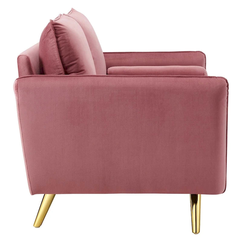 Canapé deux places en velours, canapé moderne rembourré avec coussin épais, canapé pour petit espace pour chambre à coucher ou chambre d'amis