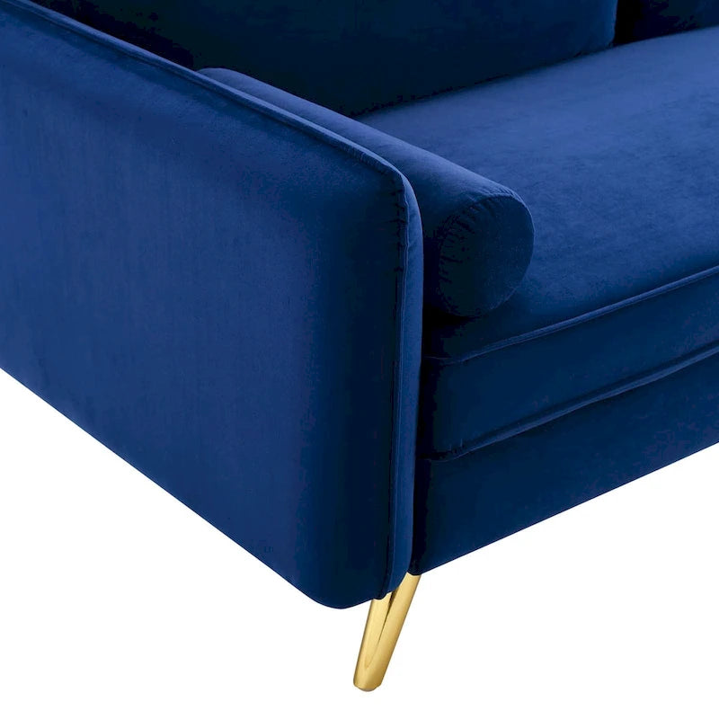Canapé deux places en velours, canapé moderne rembourré avec coussin épais, canapé pour petit espace pour chambre à coucher ou chambre d'amis