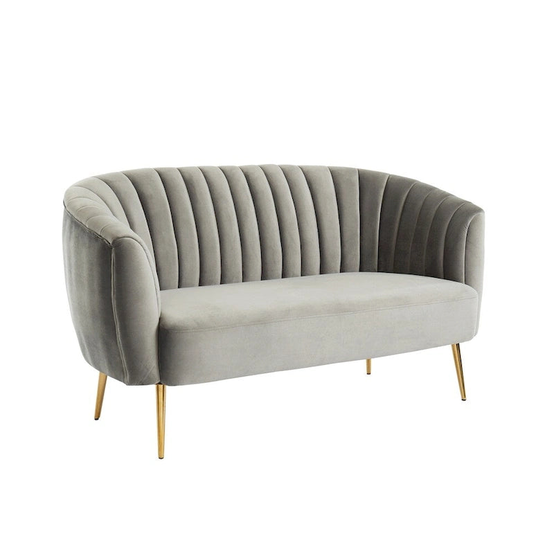 Canapé deux places capitonné en microfibre velours de style moderne
