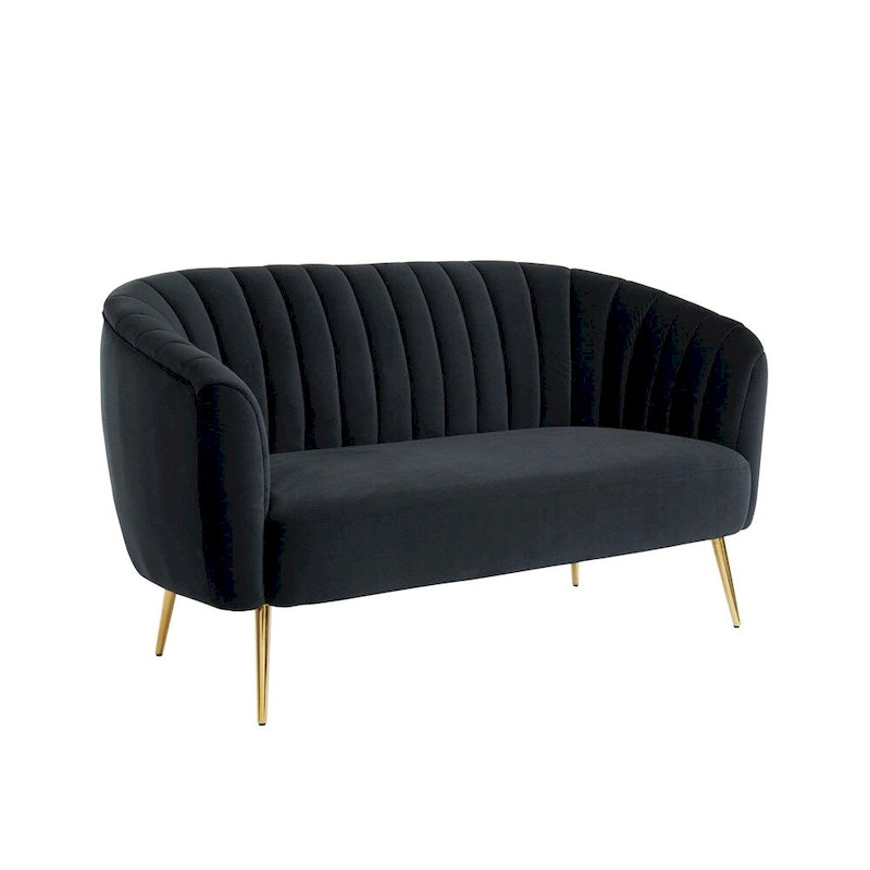 Canapé deux places capitonné en microfibre velours de style moderne