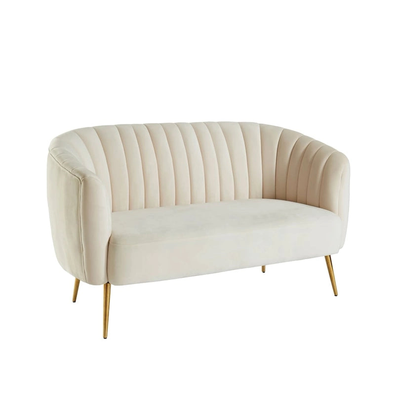 Canapé deux places capitonné en microfibre velours de style moderne