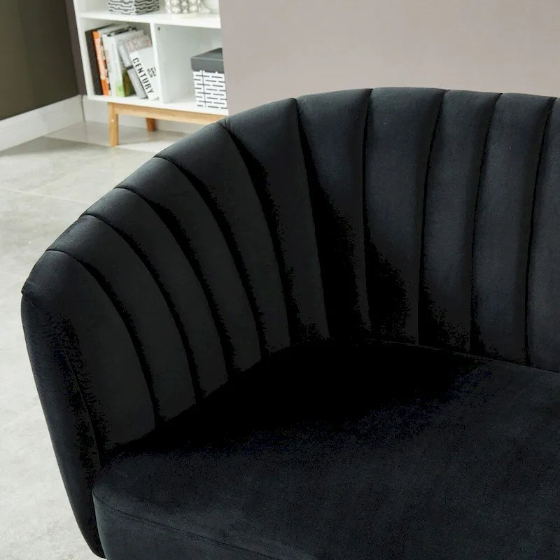 Canapé deux places capitonné en microfibre velours de style moderne