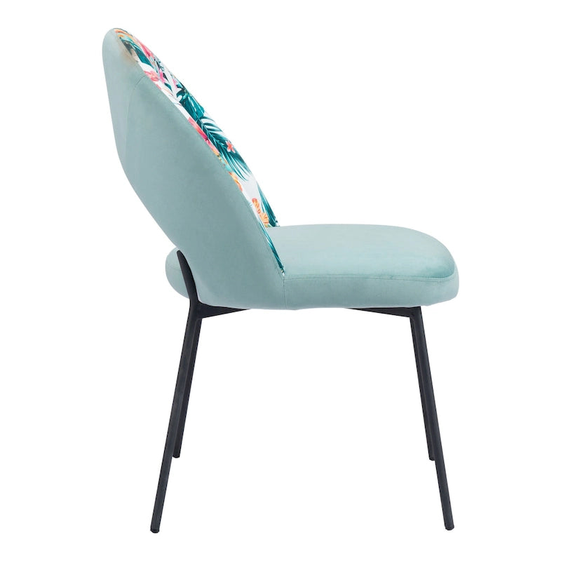 Chaises de salle à manger (lot de 2) Imprimé multicolore et vert - 54 x 84