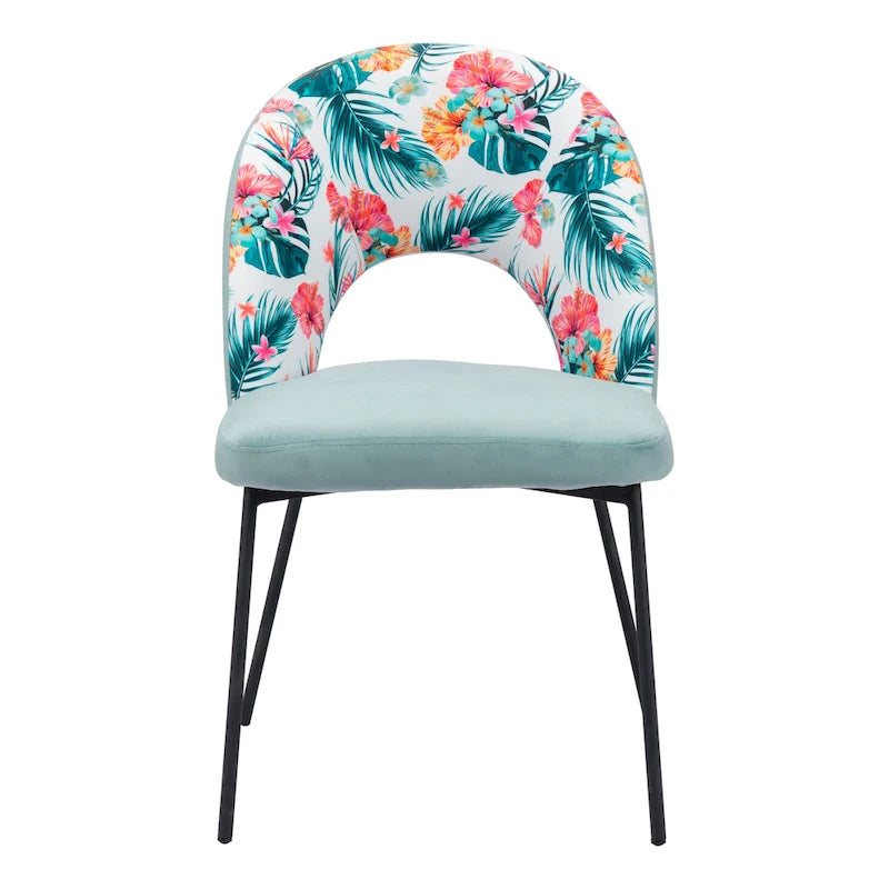 Chaises de salle à manger (lot de 2) Imprimé multicolore et vert - 54 x 84