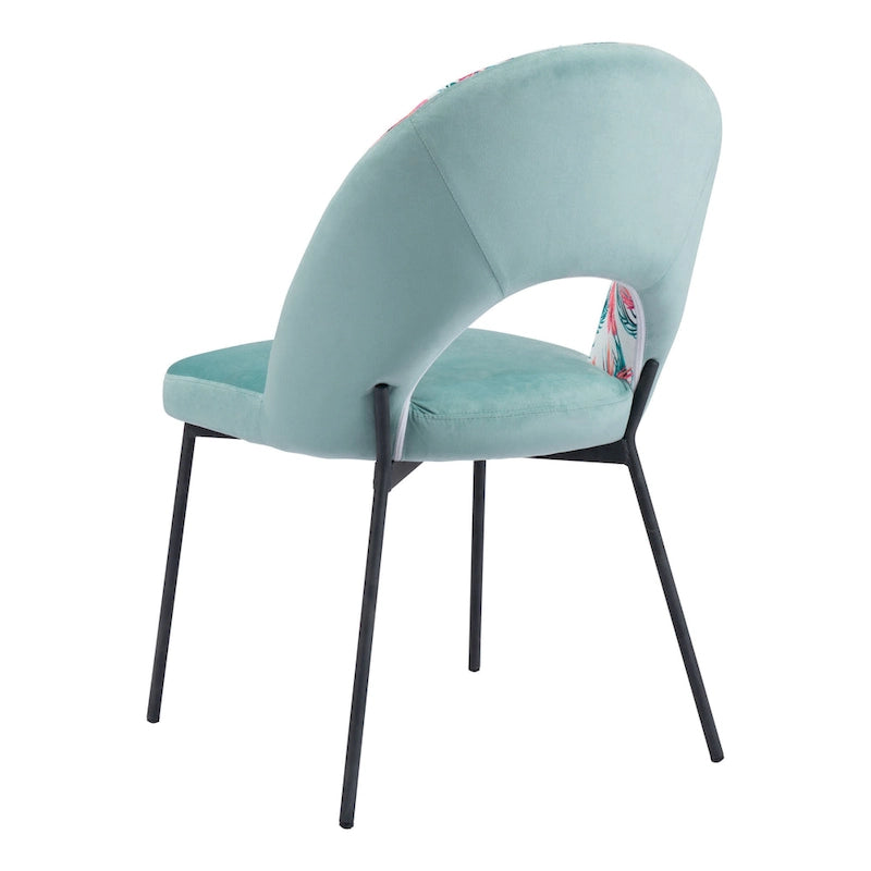 Chaises de salle à manger (lot de 2) Imprimé multicolore et vert - 54 x 84