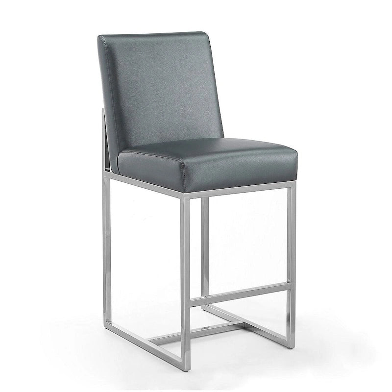 Tabouret de bar à hauteur de comptoir en acier inoxydable chromé de 37,2 po