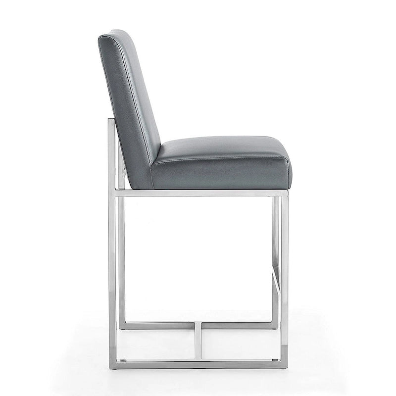 Tabouret de bar à hauteur de comptoir en acier inoxydable chromé de 37,2 po
