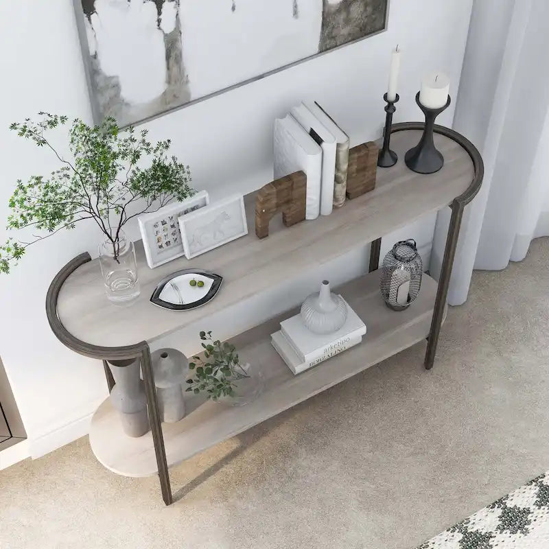 Console 1 étagère en acier gris clair 49 pouces