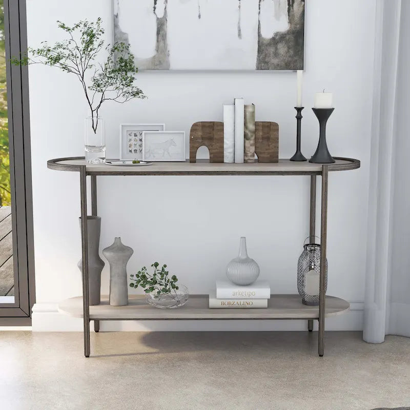 Console 1 étagère en acier gris clair 49 pouces