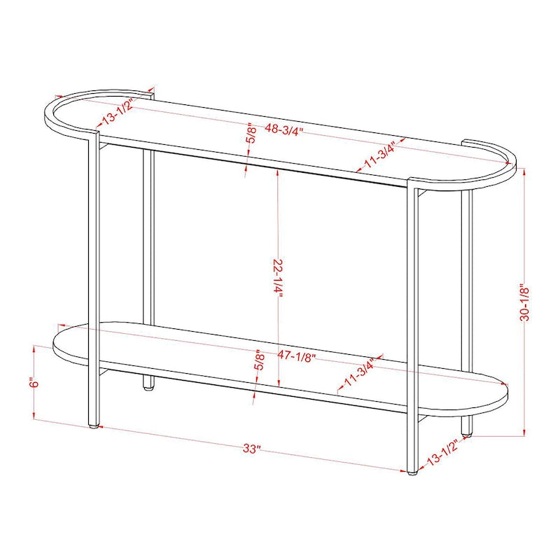 Console 1 étagère en acier gris clair 49 pouces