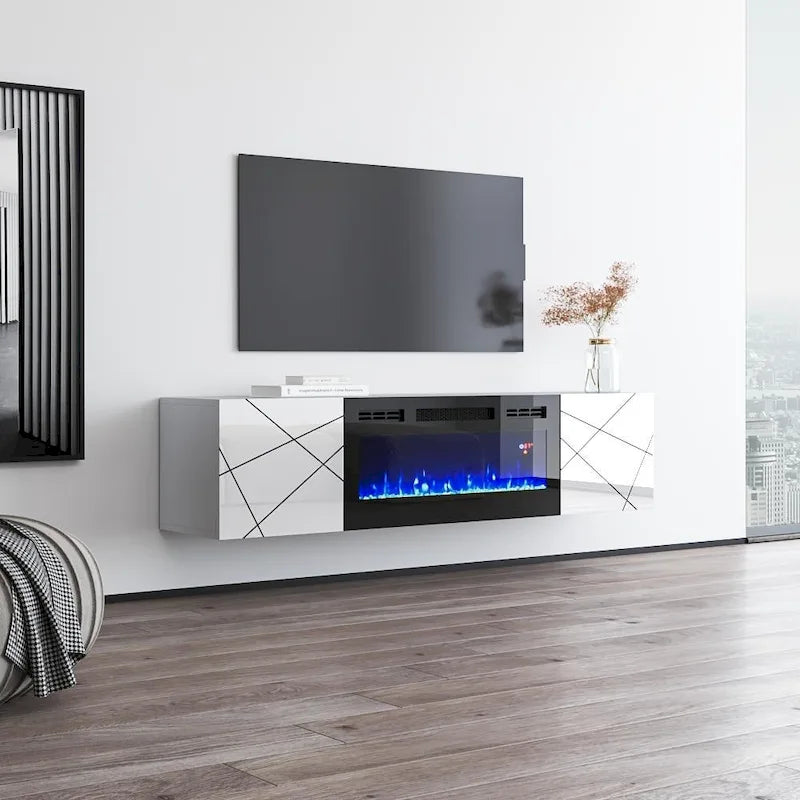 Meuble TV avec cheminée électrique 63