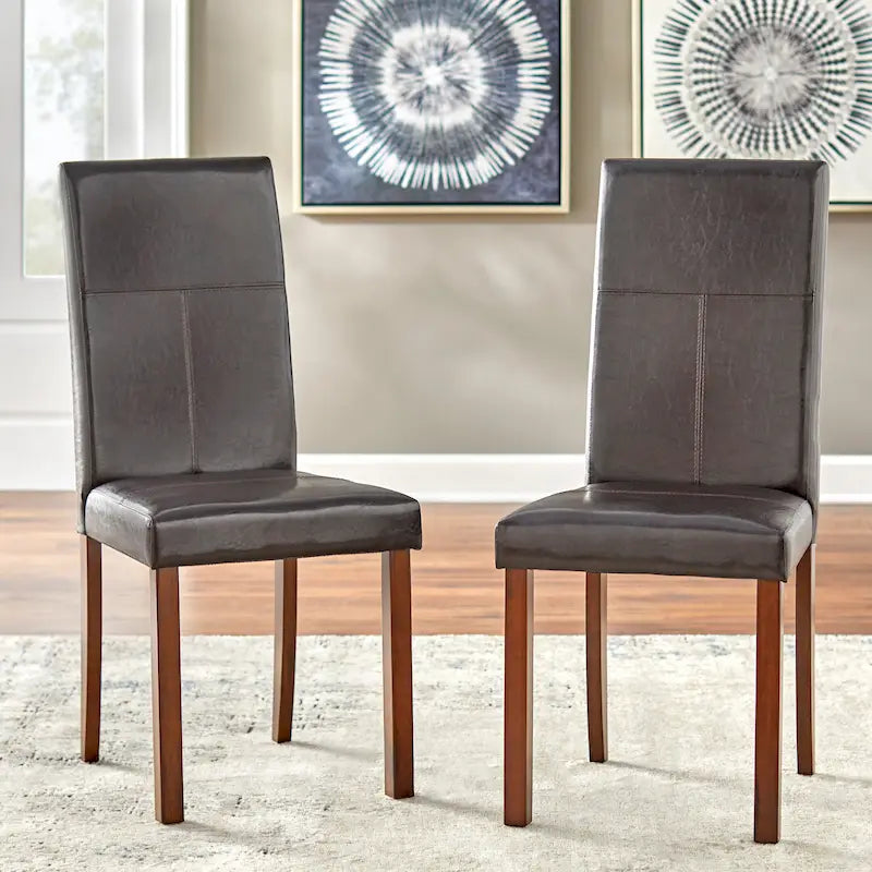 Chaises de salle à manger rembourrées (lot de 2) – Coussin en similicuir et pieds en bois massif – Chaise de cuisine/salle à manger de style moderne – Gris