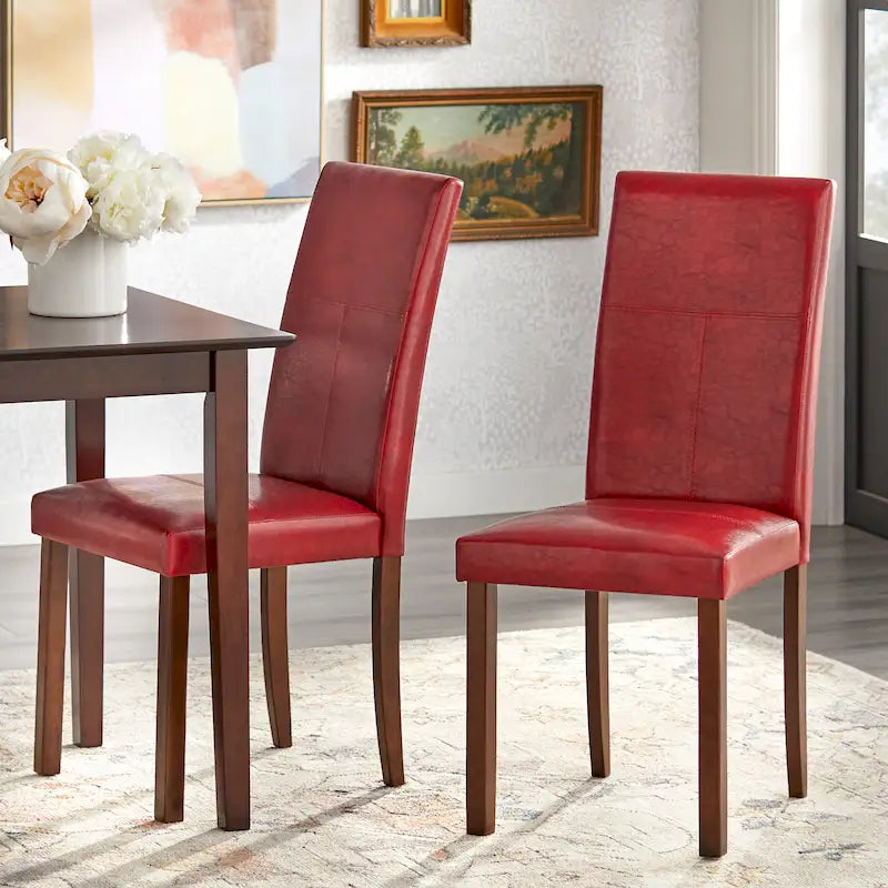 Chaises de salle à manger rembourrées (lot de 2) – Coussin en similicuir et pieds en bois massif – Chaise de cuisine/salle à manger de style moderne – Gris