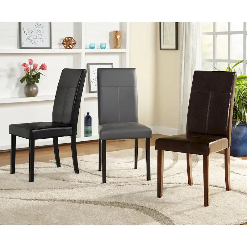 Chaises de salle à manger rembourrées (lot de 2) – Coussin en similicuir et pieds en bois massif – Chaise de cuisine/salle à manger de style moderne – Gris