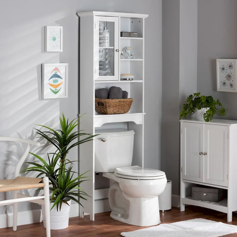 Meuble de rangement pour salle de bain en bois fini à placer au-dessus des toilettes