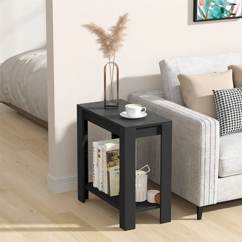 Narrow End Table with Shelf