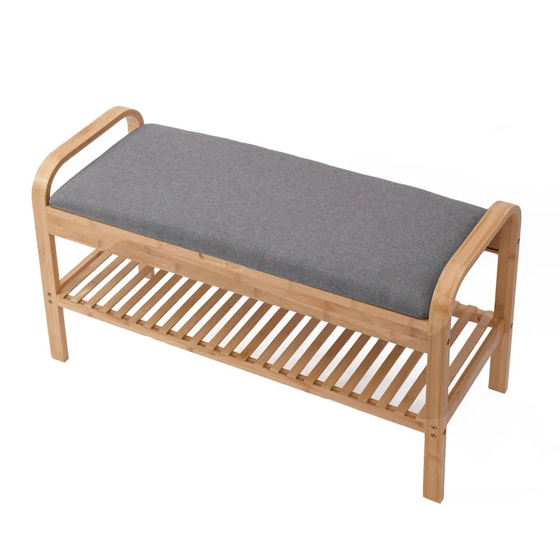 Banc à chaussures en bambou, naturel, 35,5 larg. x 13 prof. x 20 haut.