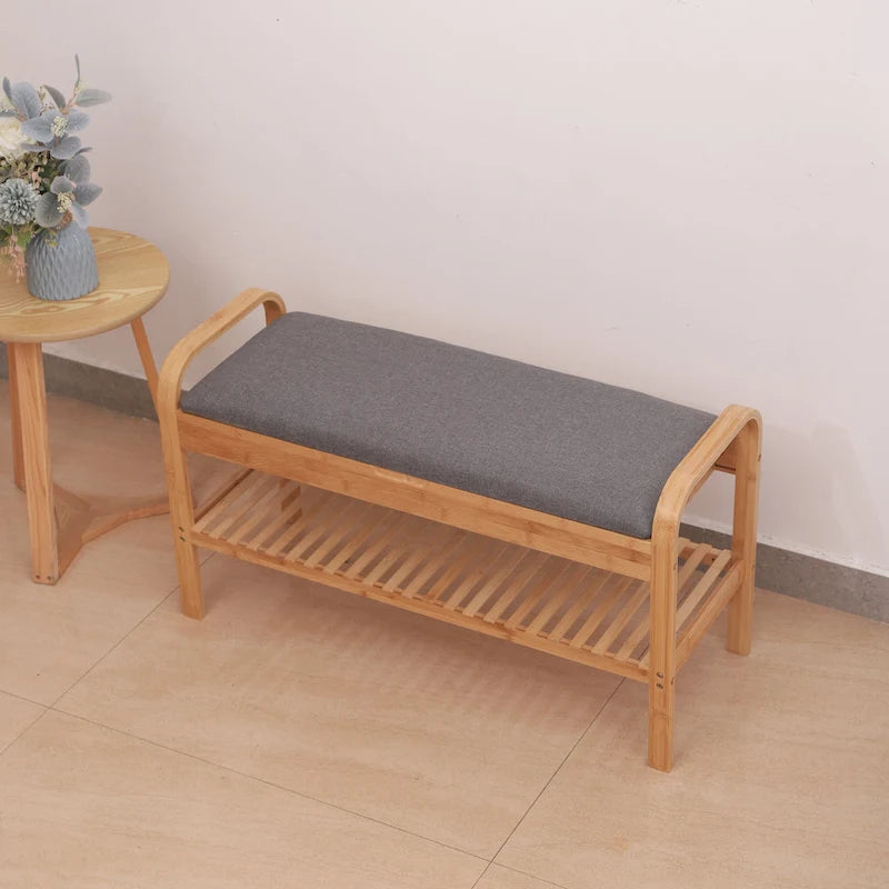 Banc à chaussures en bambou, naturel, 35,5 larg. x 13 prof. x 20 haut.