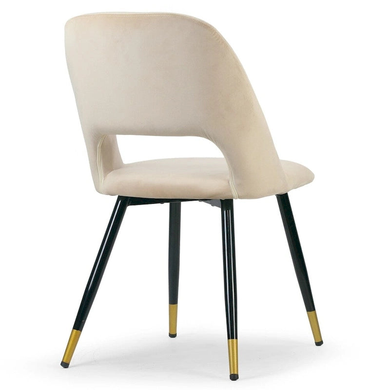 Lot de 2 chaises de salle à manger en velours beige avec pieds dorés