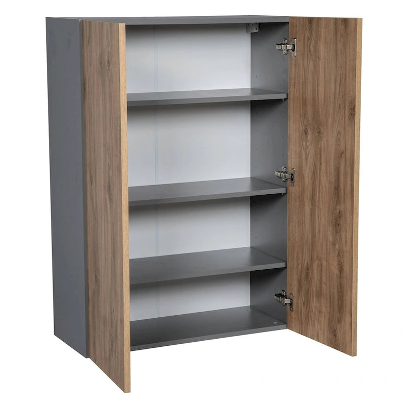 Meuble Haut 33 x 42 - Double Porte - Gris - 33 x 42 x 12