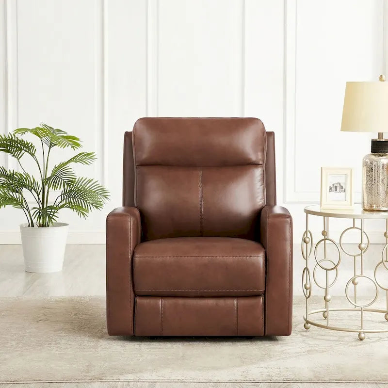 Fauteuil inclinable en cuir pleine fleur avec inclinaison motorisée et têtière zéro gravité