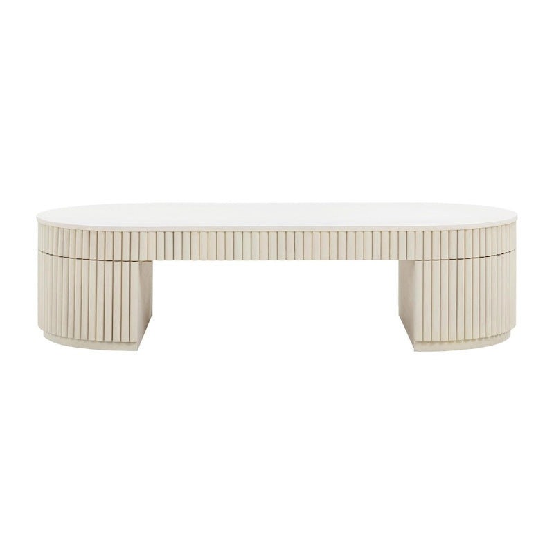 Table basse ovale crème
