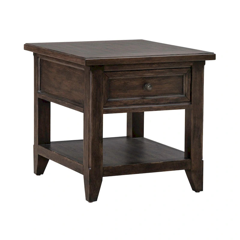Table d'appoint rectangulaire brun selle