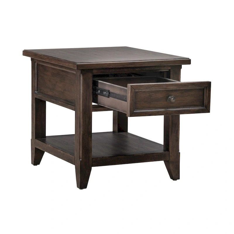 Table d'appoint rectangulaire brun selle
