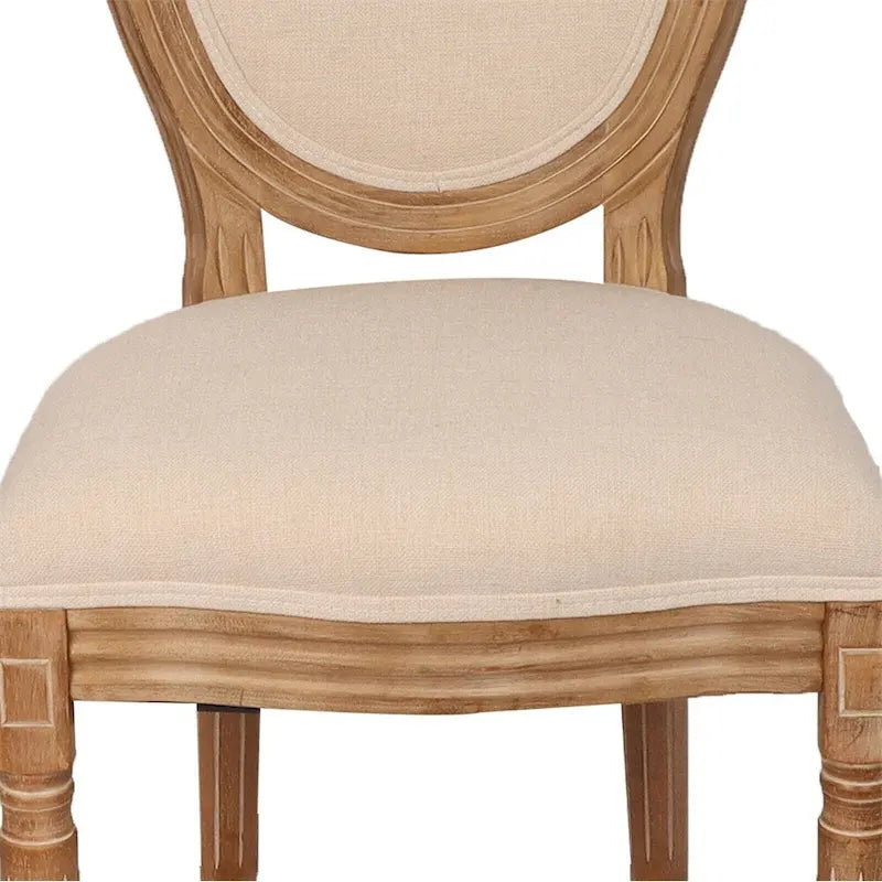 Chaises de salle à manger de style campagnard français à dossier rond, lot de 2, pieds en bois massif
