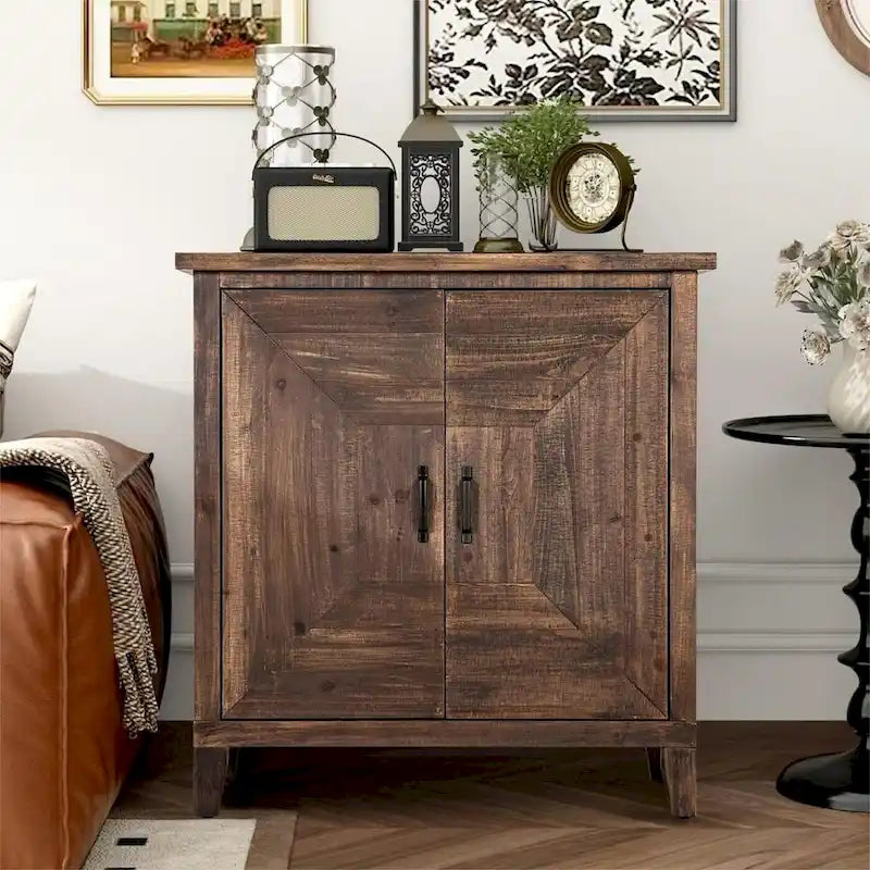 2-Door Accent Wooden Style Storage Cabinet with Shelves